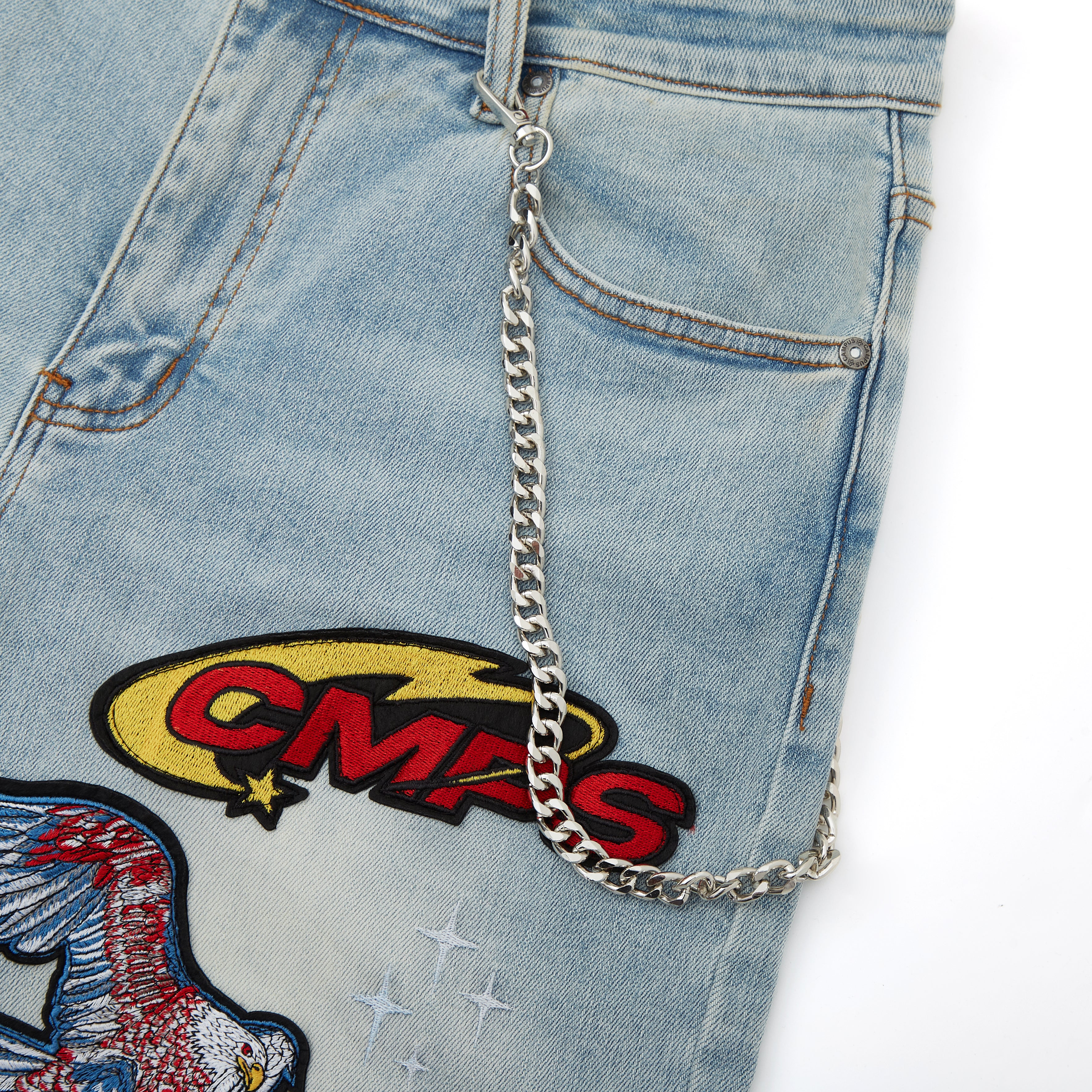 Motor Sports Denim Shorts - Washed Blue